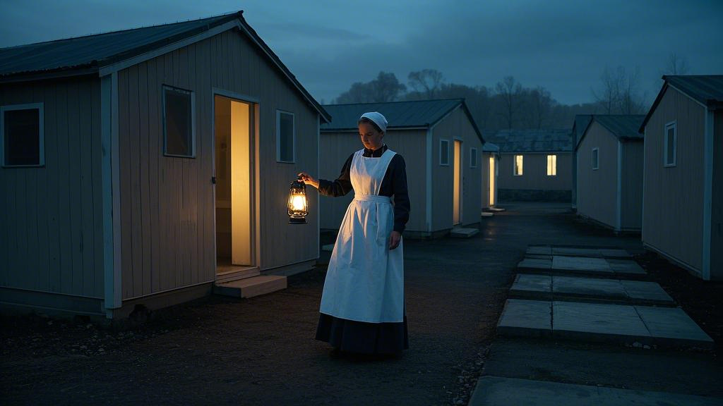 Nurse holding a lamp in the night